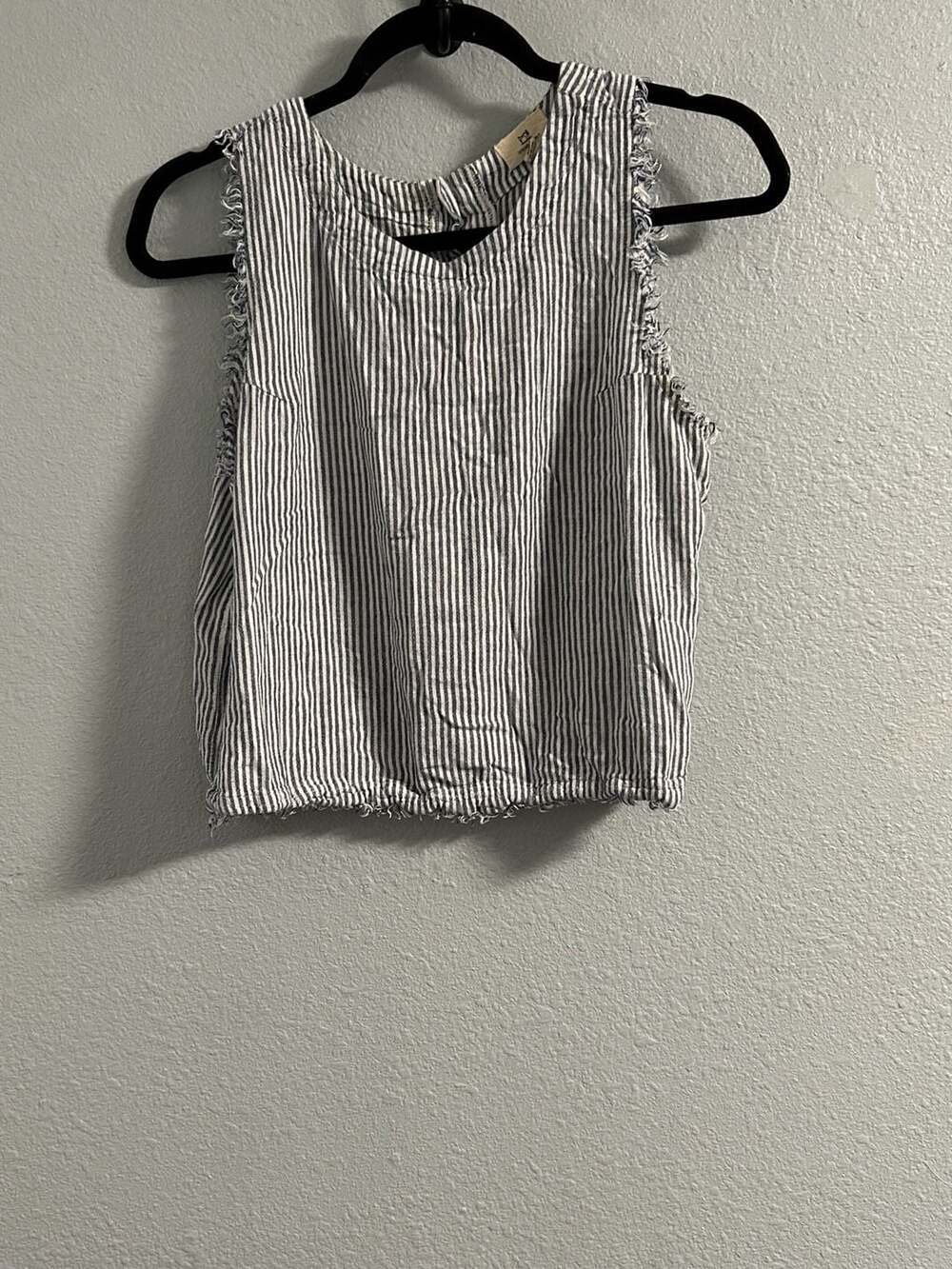 Thread + Supply Striped Tank Top Blue White Button Back